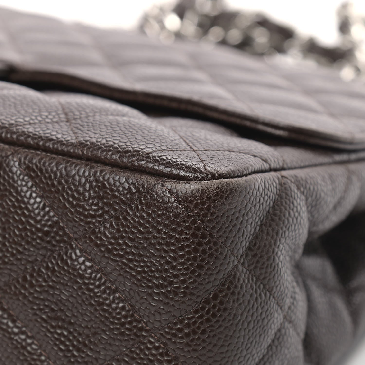 Chanel Caviar Quilted Jumbo Single Flap Dark Brown 8 of 13