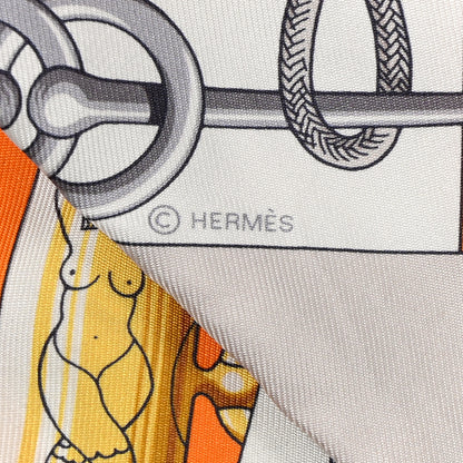 Hermes Silk Cliquetis Twilly Orange White Gold 4 of 5