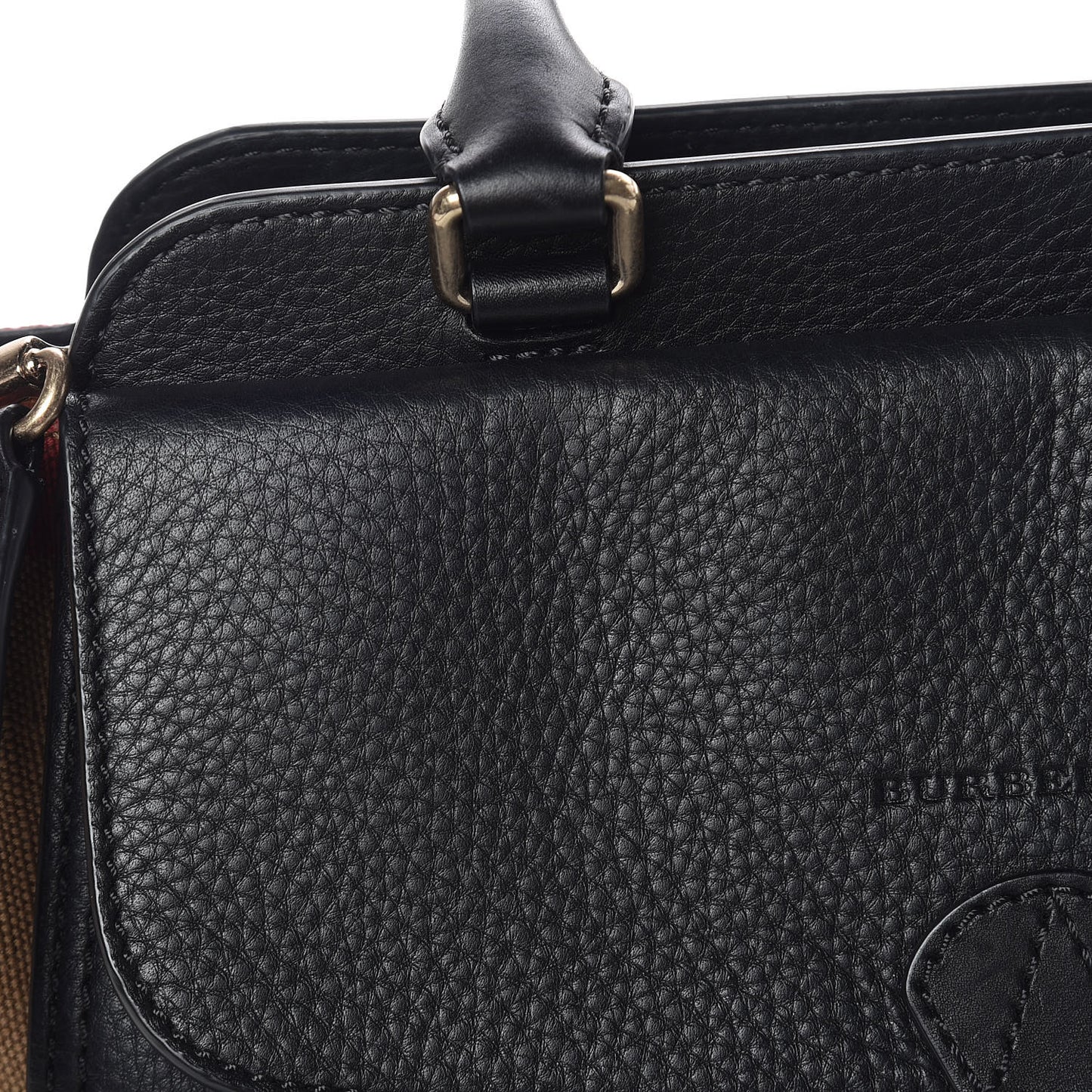 Canvas Mega Check Grained Calfskin Medium Harcourt Satchel Black