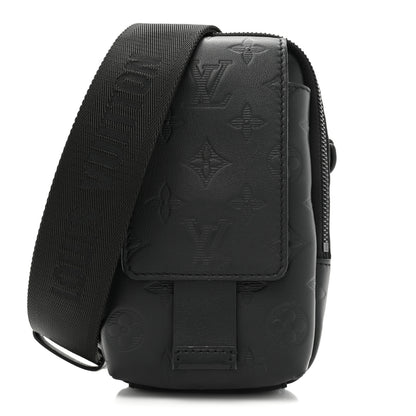 Louis Vuitton Calfskin Monogram Shadow Double Phone Pouch NM Black 1 of 8