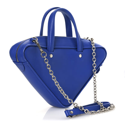 Balenciaga Shiny Day Calfskin Logo XS Triangle Chain Duffle Bleu Roi White 3 of 16