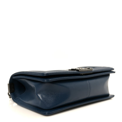 Chanel Caviar Quilted Medium Boy Flap Dark Navy Blue 4 of 10