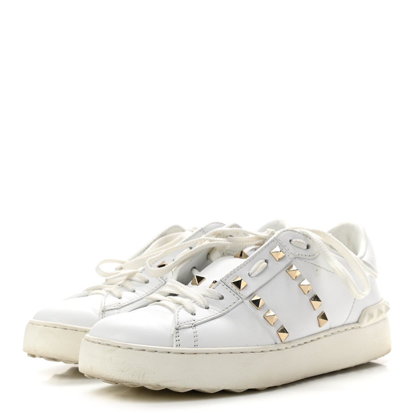 Calfskin Rockstud Untitled Open Sneakers 36 White