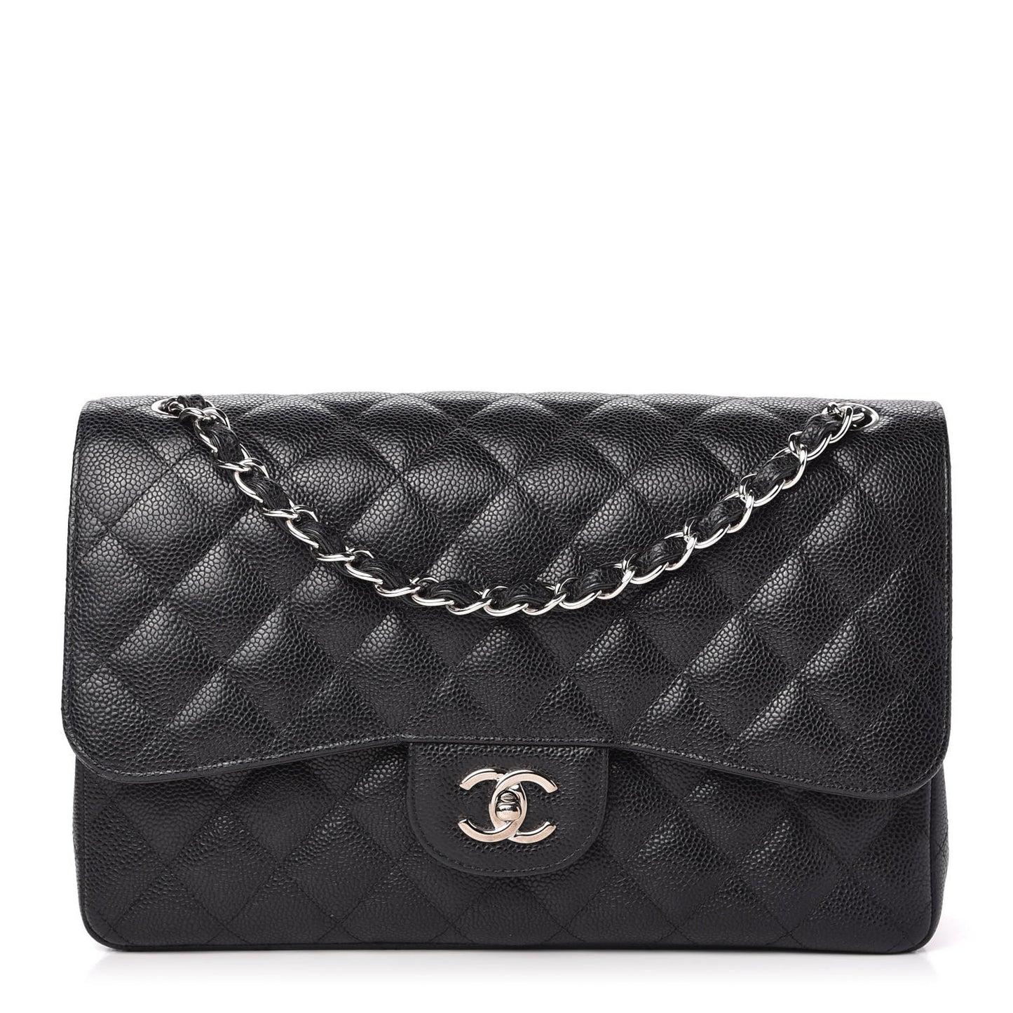 Caviar Quilted Jumbo Double Flap Black