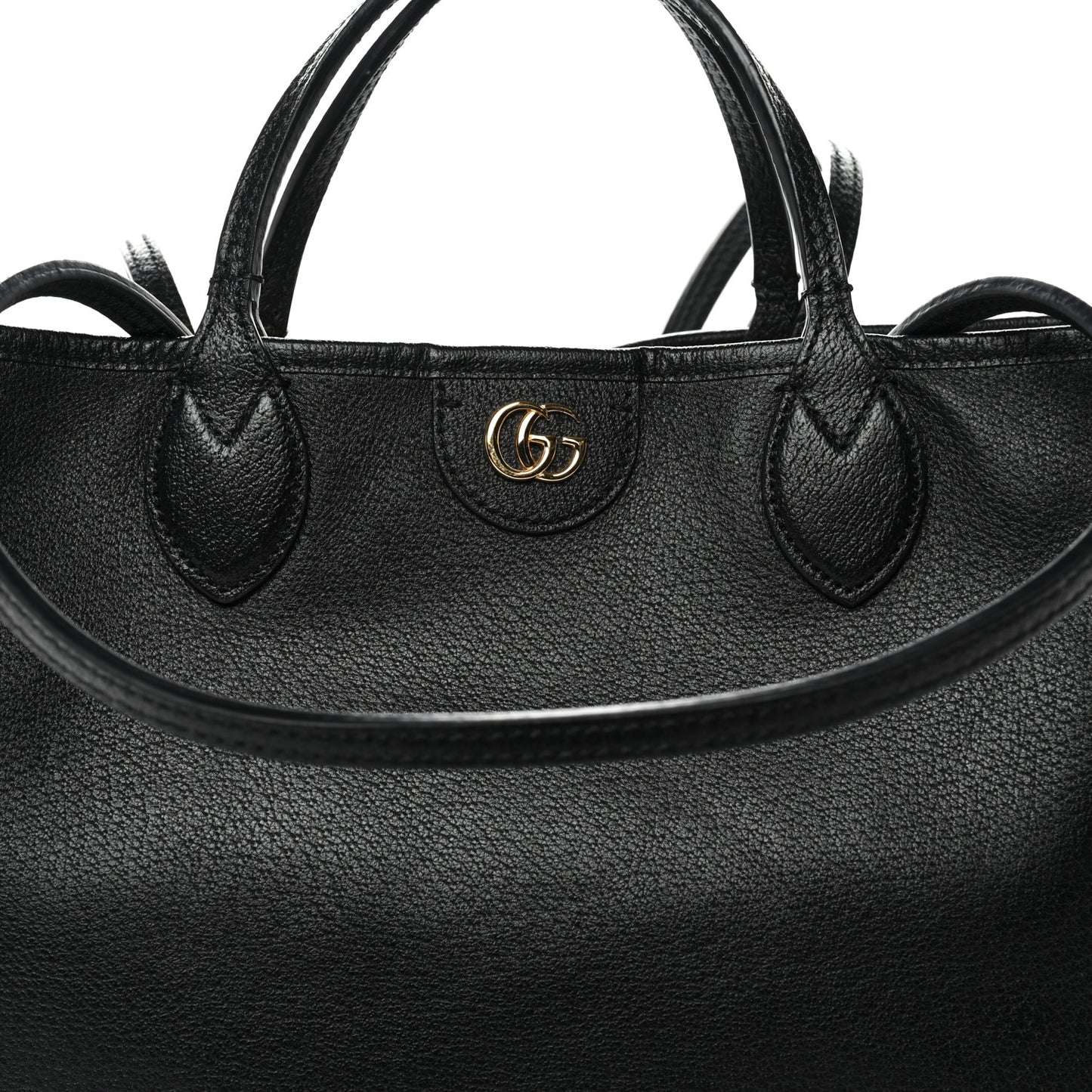 Textured Dollar Calfskin Medium Ophidia Shoulder Tote Bag Black