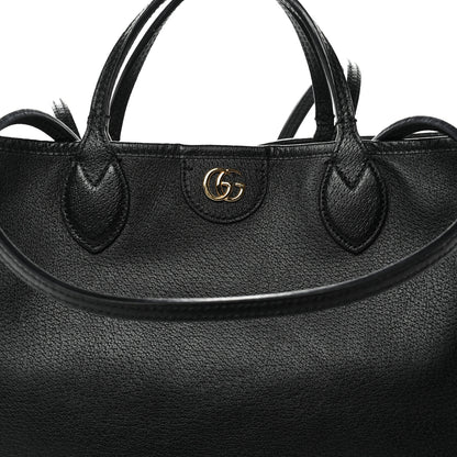 Gucci Textured Dollar Calfskin Medium Ophidia Shoulder Tote Bag Black 7 of 12