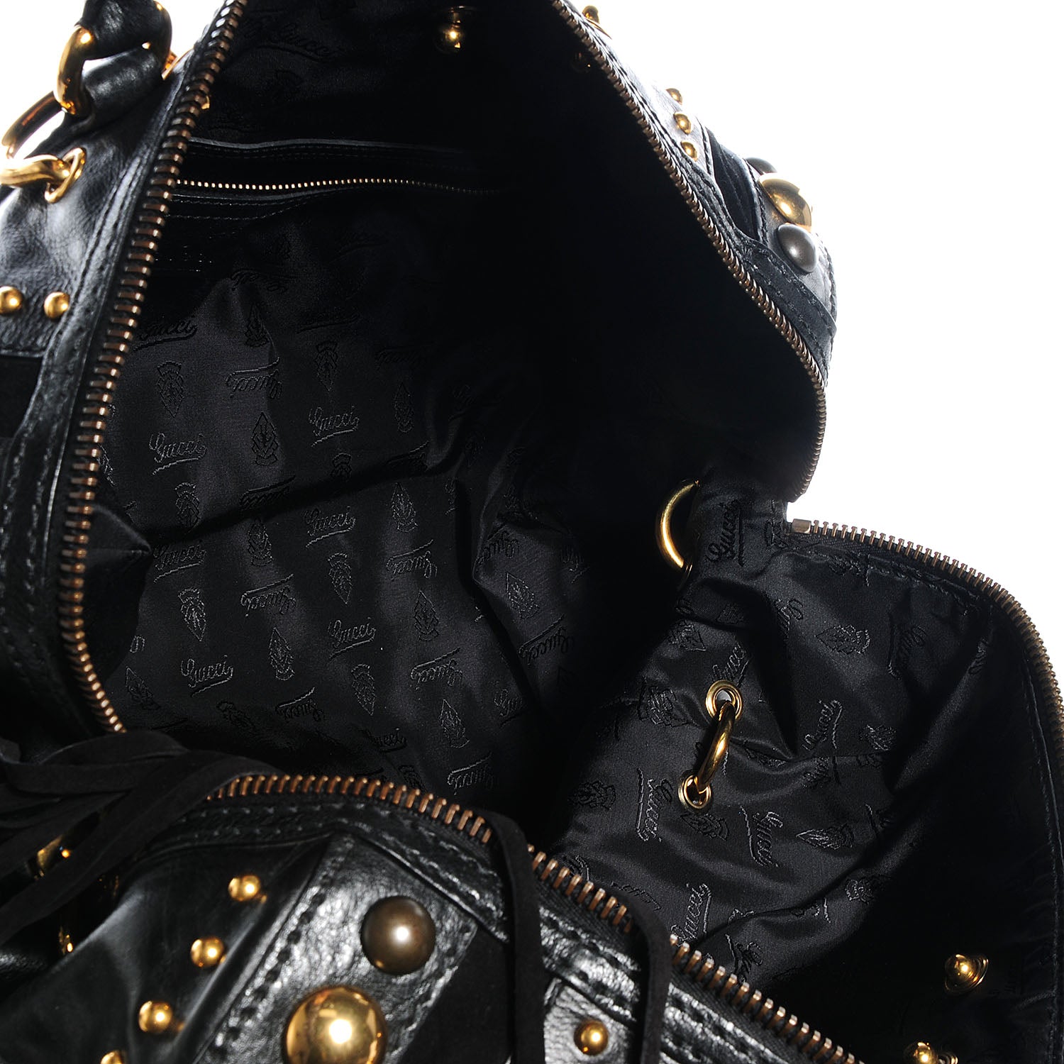 Gucci Leather Babouska Studded Large Boston Black 6 of 8