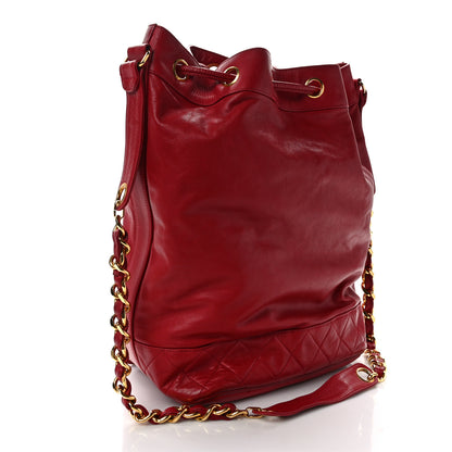 Chanel Lambskin CC Drawstring Shoulder Bag Red 4 of 13