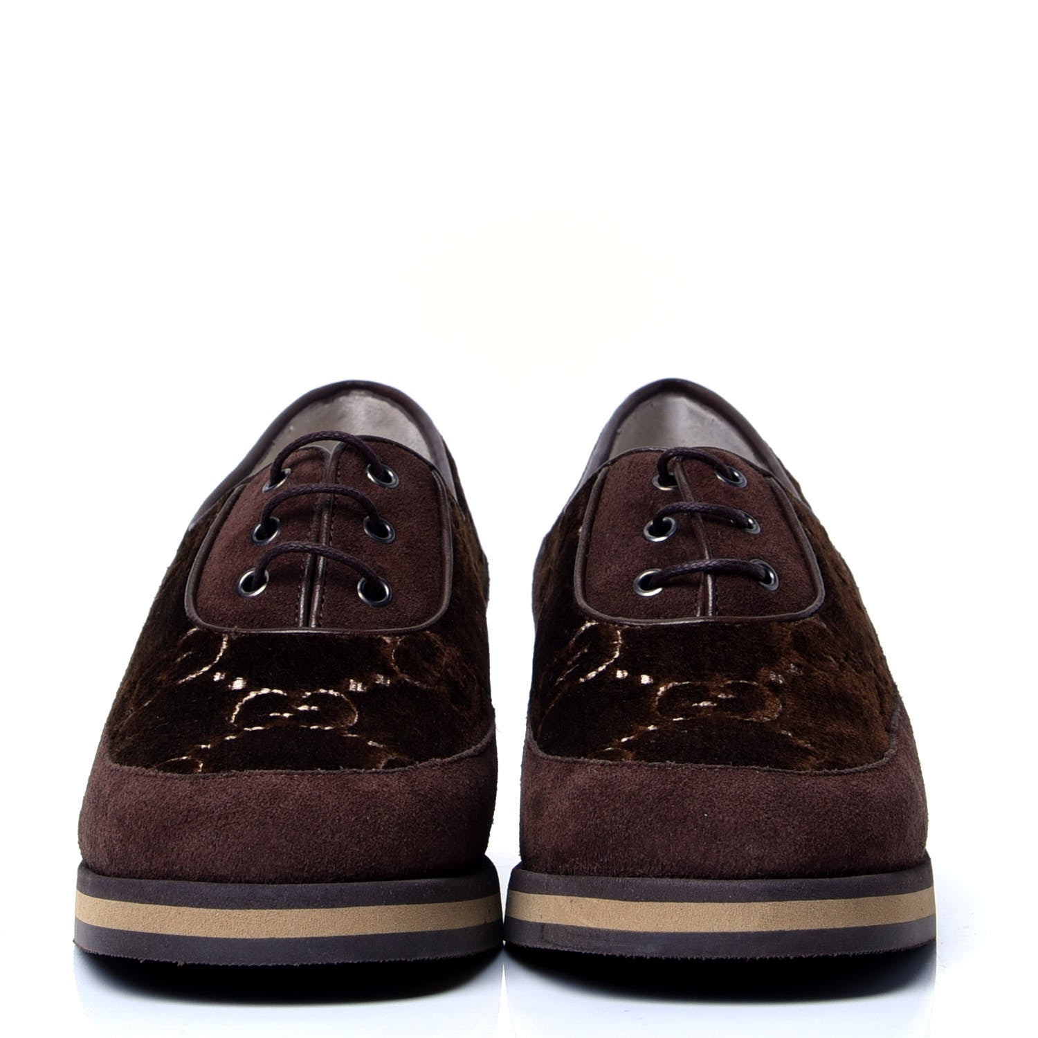 Gucci Velvet GG Monogram Thompson Platform Oxford Loafers 36 Brown 1 of 6