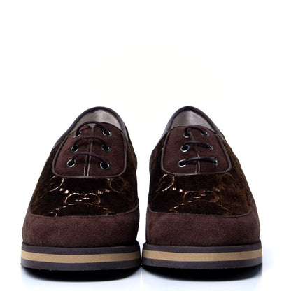 Gucci Velvet GG Monogram Thompson Platform Oxford Loafers 36 Brown 1 of 6