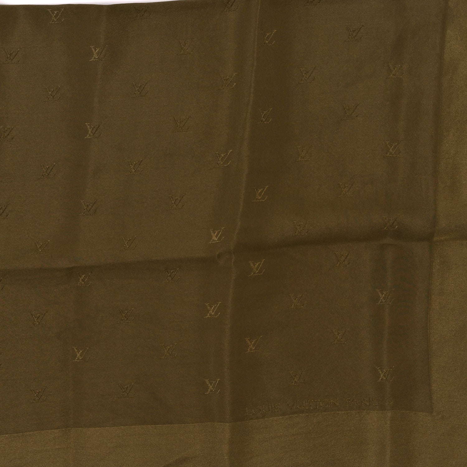 Louis Vuitton Silk Monogram Square Scarf Green 2 of 3