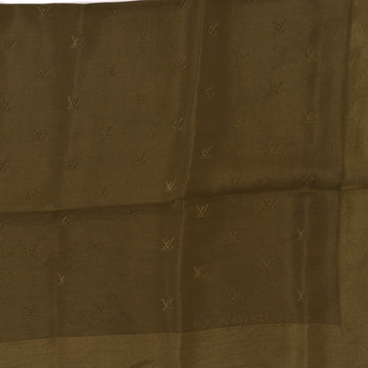 Louis Vuitton Silk Monogram Square Scarf Green 2 of 3