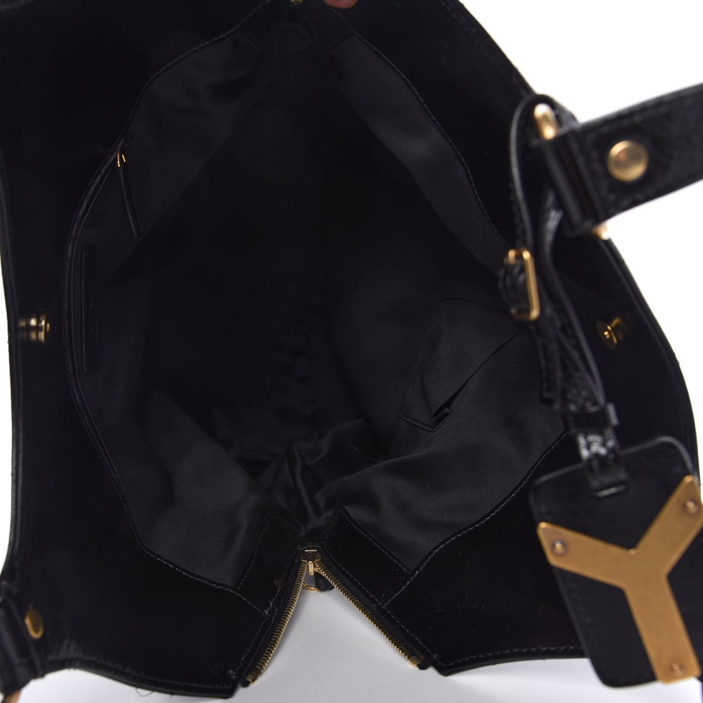 Patent Crocodile Embossed Tribute Tote Black