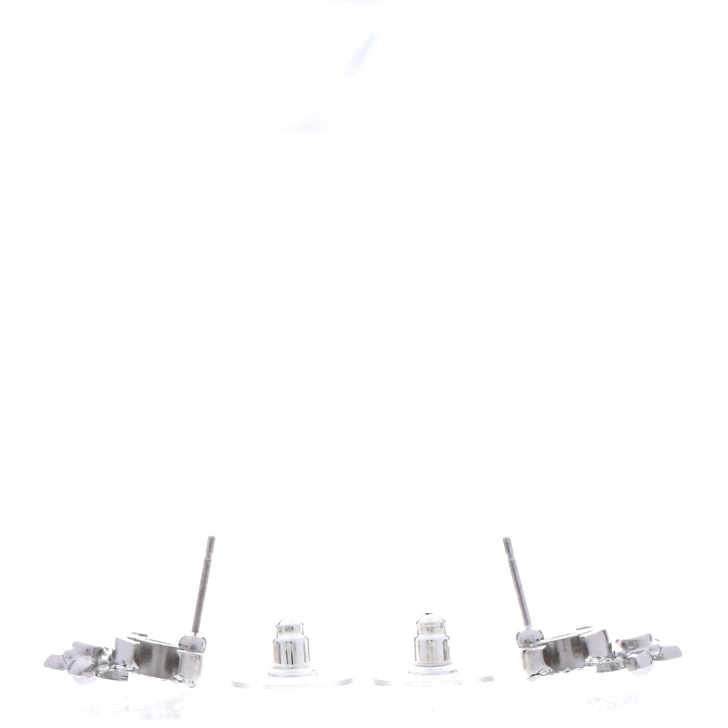 Chanel Crystal Pearl Flower CC Earrings Silver 3 of 4