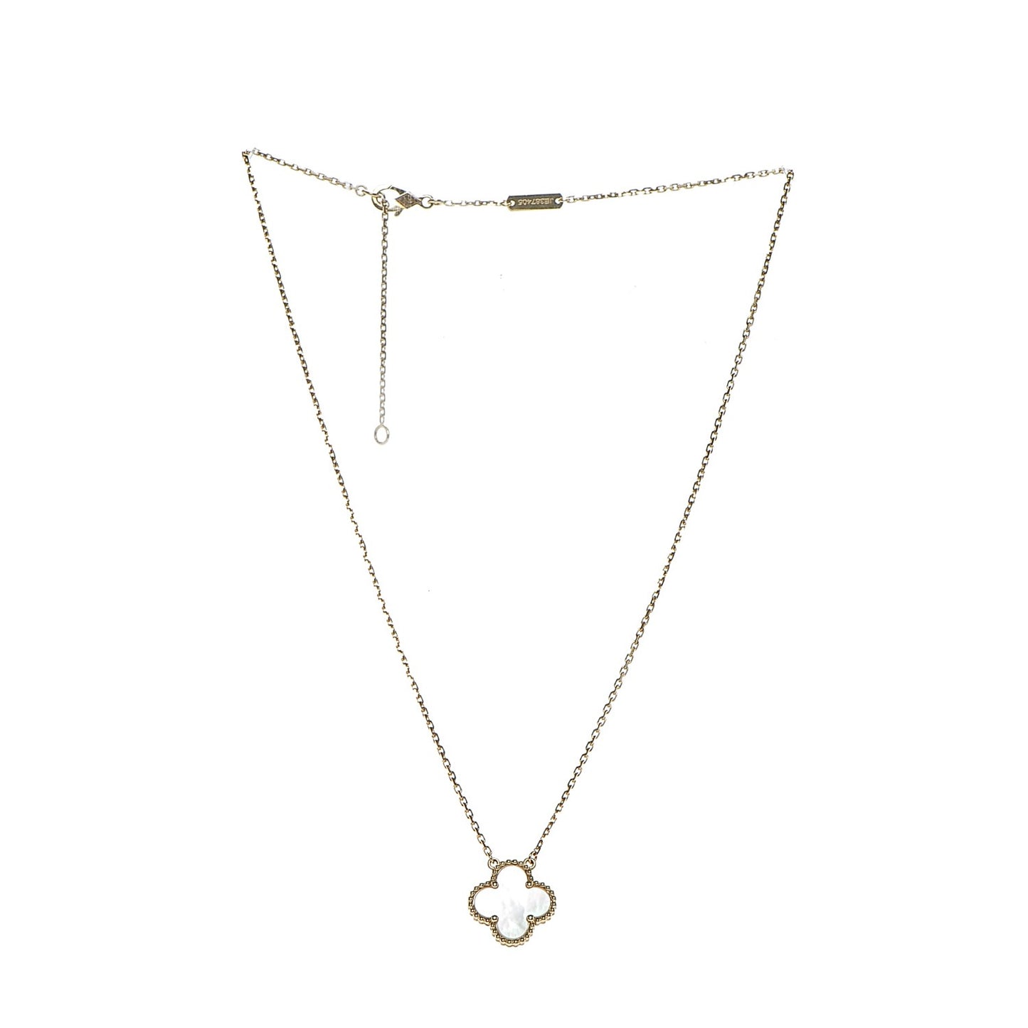18K Yellow Gold Mother of Pearl Vintage Alhambra Pendant Necklace