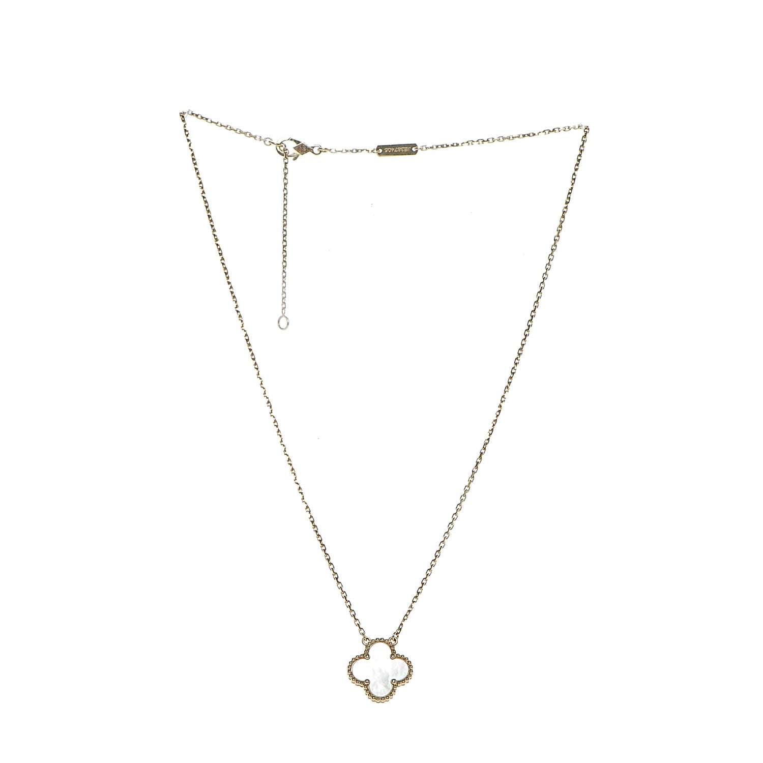 Van Cleef & Arpels 18K Yellow Gold Mother of Pearl Vintage Alhambra Pendant Necklace 3 of 6