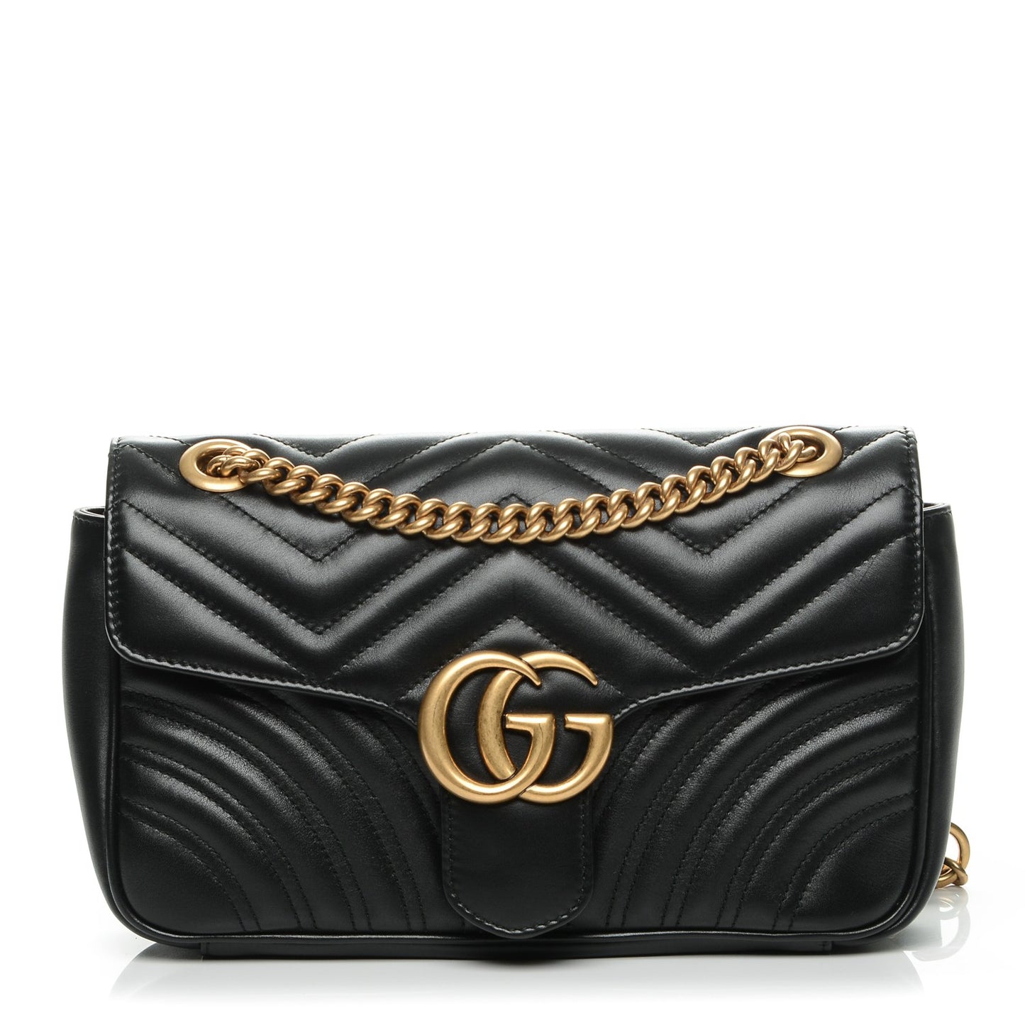 Calfskin Matelasse Small GG Marmont Shoulder Bag Black