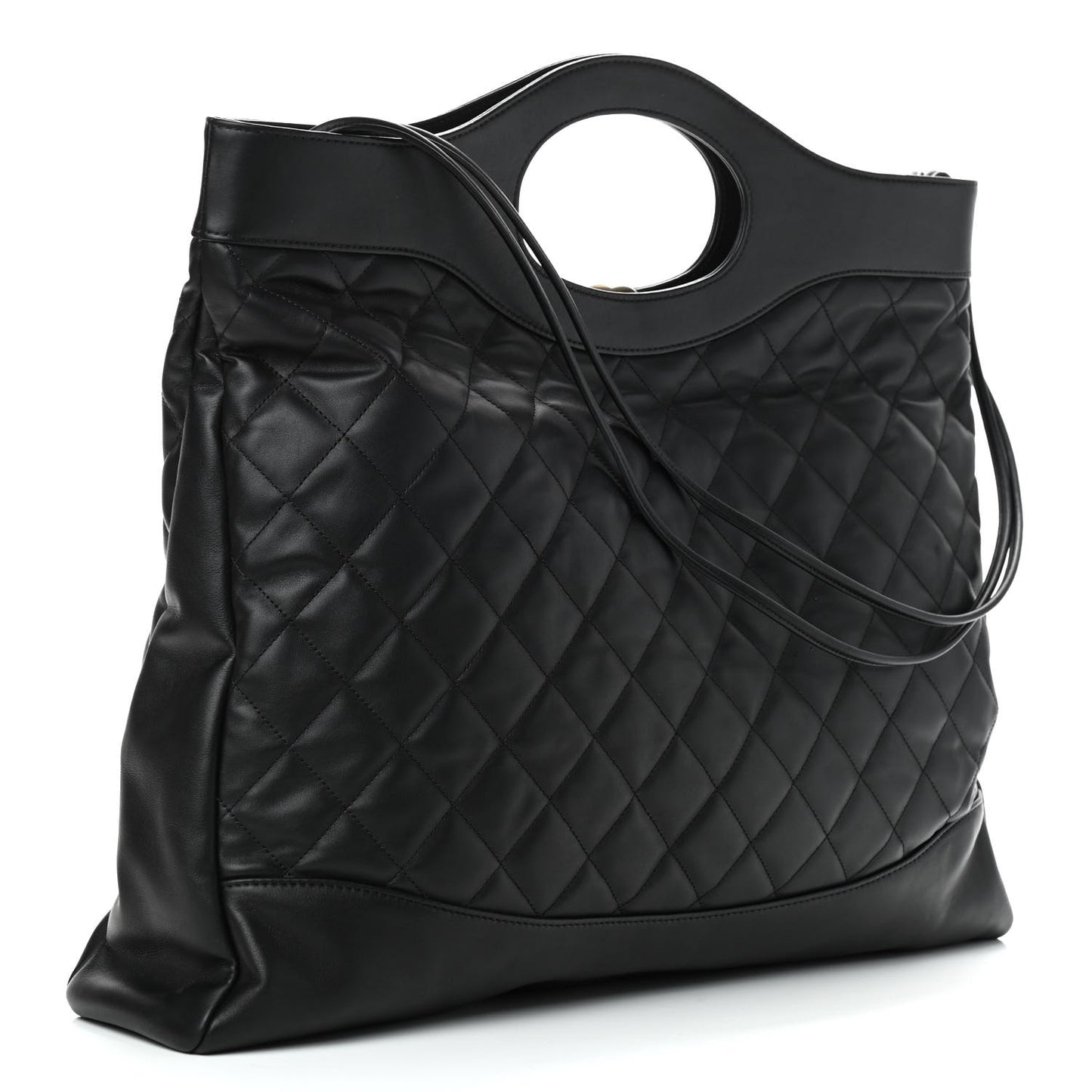 Lambskin Quilted Large 31 Shopping Bag Black