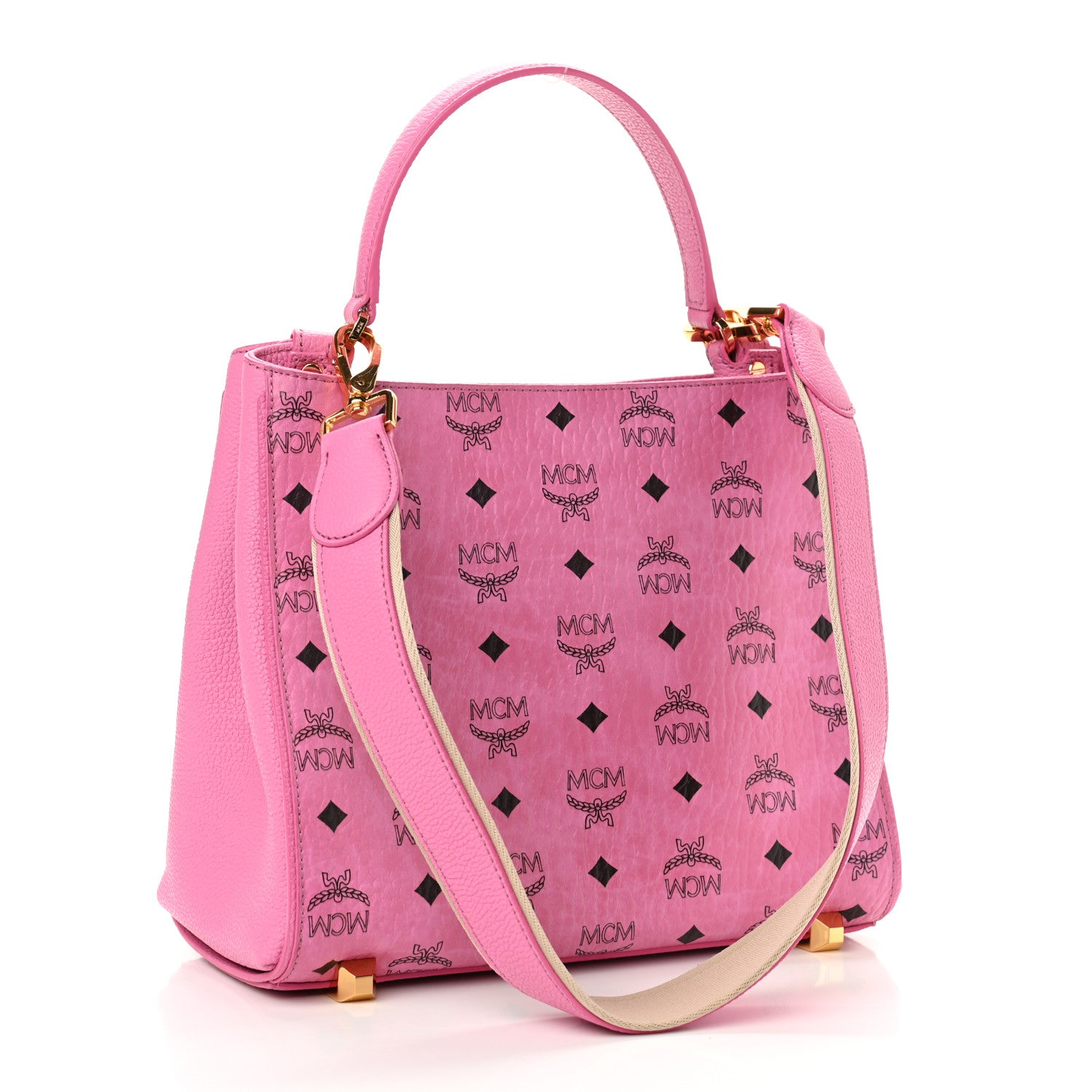 MCM Visetos Corina Shoulder Bag Pink 3 of 10