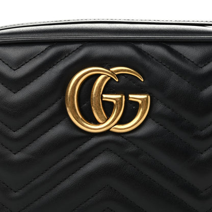 Gucci Calfskin Matelasse Small GG Marmont Chain Shoulder Bag Black 9 of 12