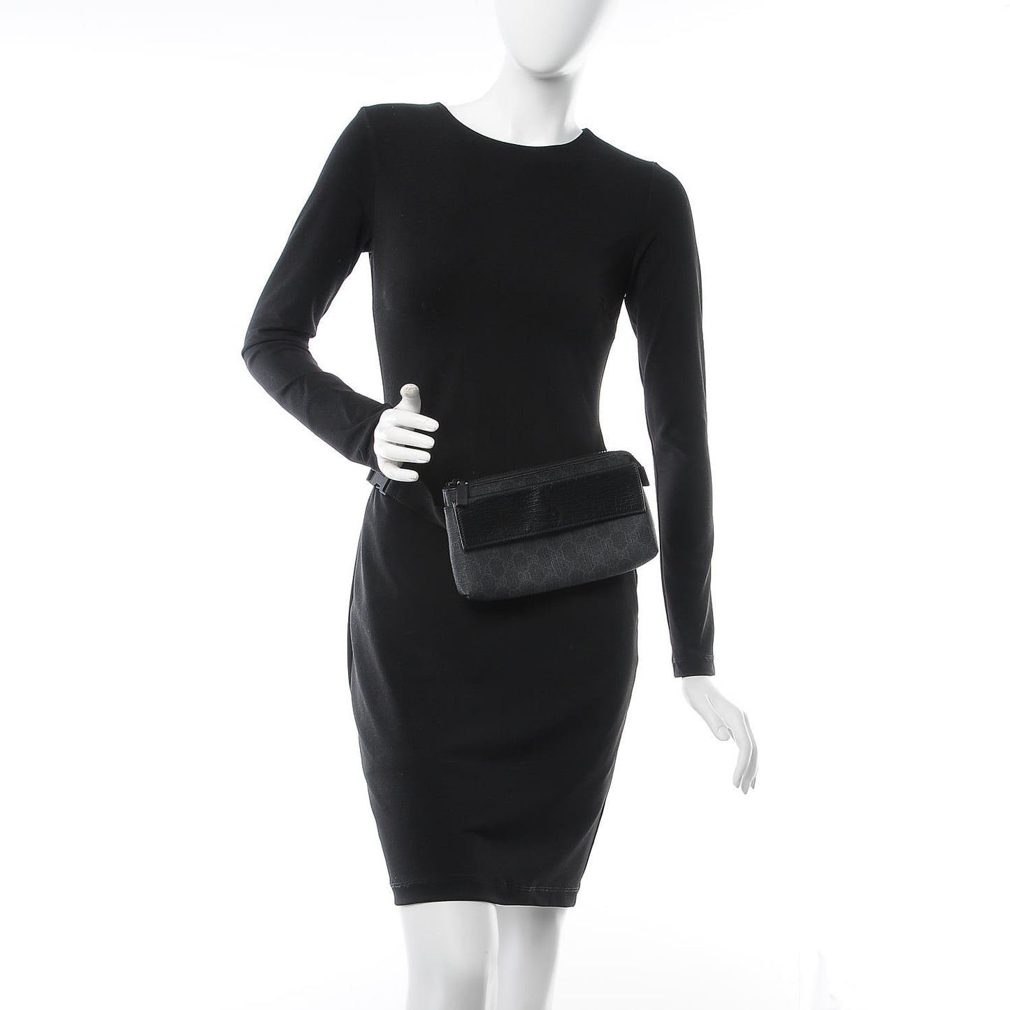 GG Plus Monogram Waist Belt Bag Black