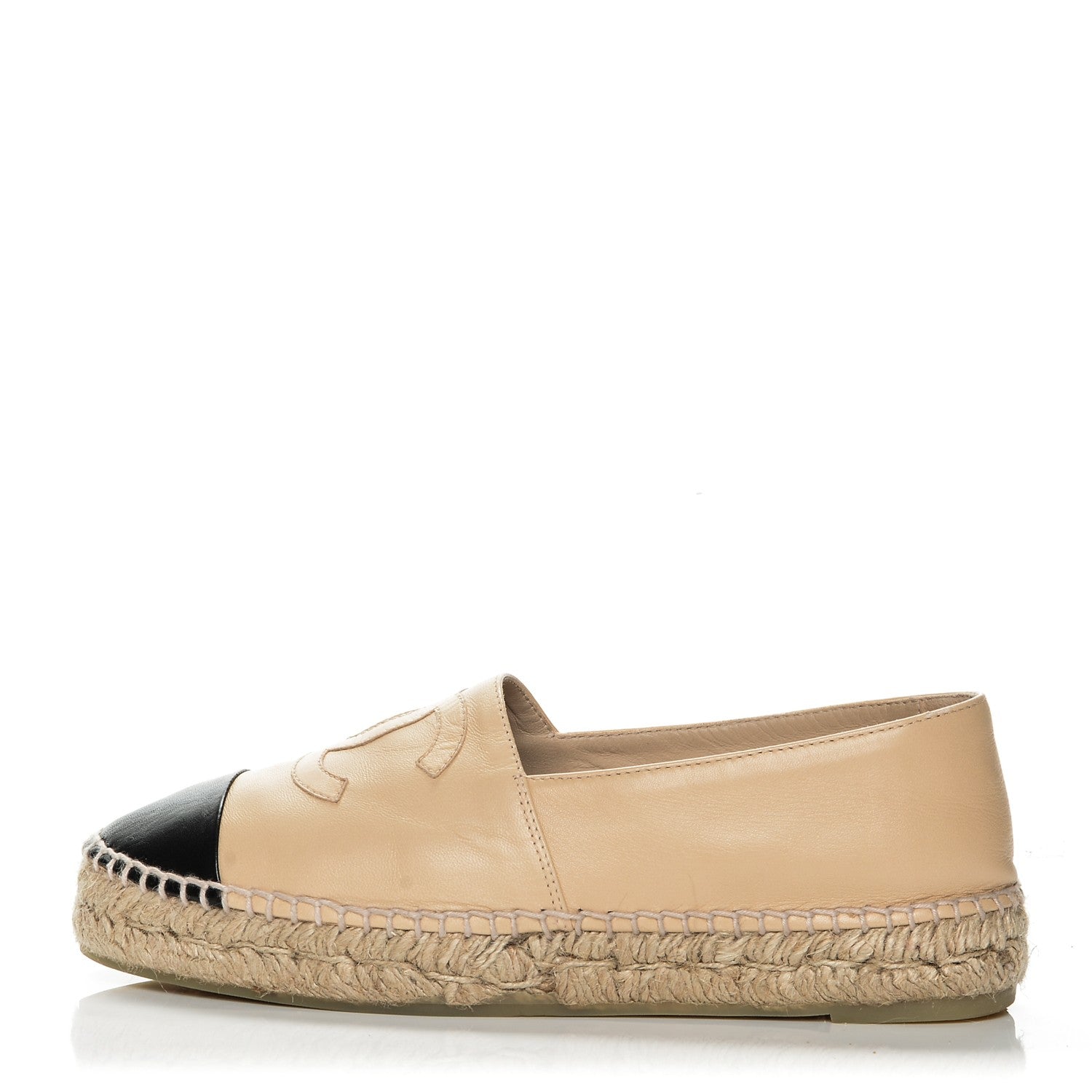Chanel Lambskin CC Espadrilles 37 Beige Black 1 of 7