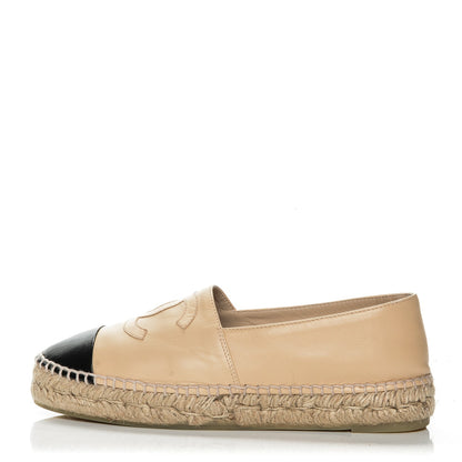 Chanel Lambskin CC Espadrilles 37 Beige Black 1 of 7
