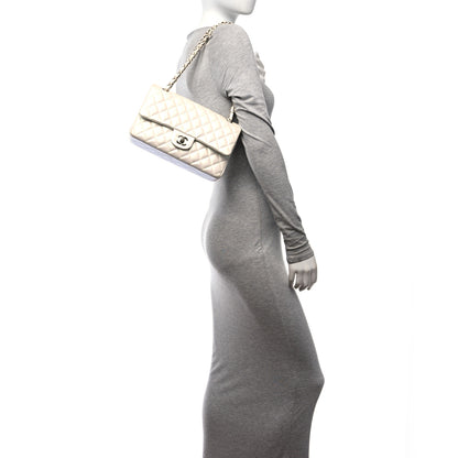 Chanel Iridescent Lambskin Quilted Medium Double Flap Ivory 2 of 11