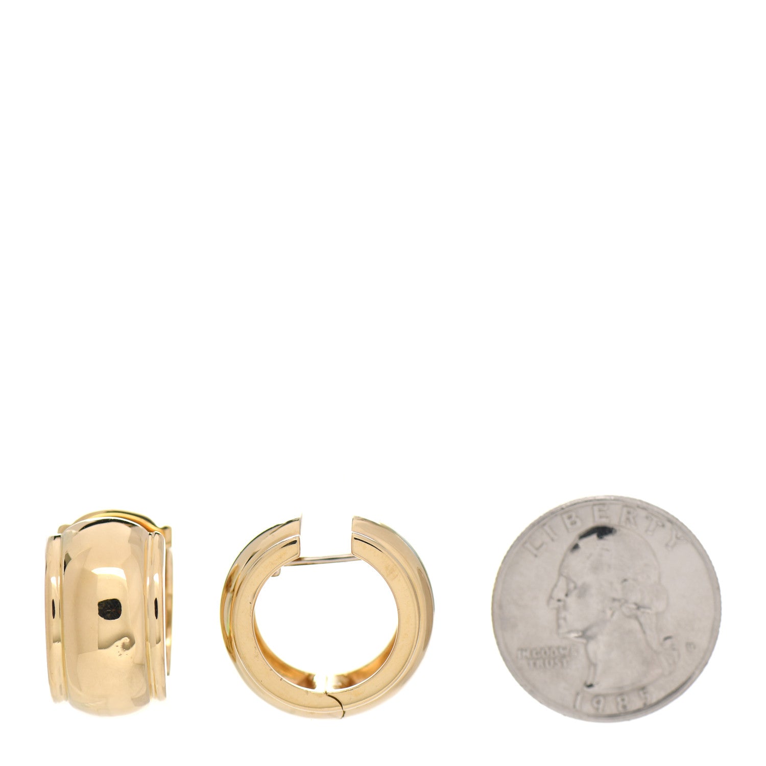 Tiffany 18K Yellow Gold Wide Dome Shell Hoop Earrings 2 of 4