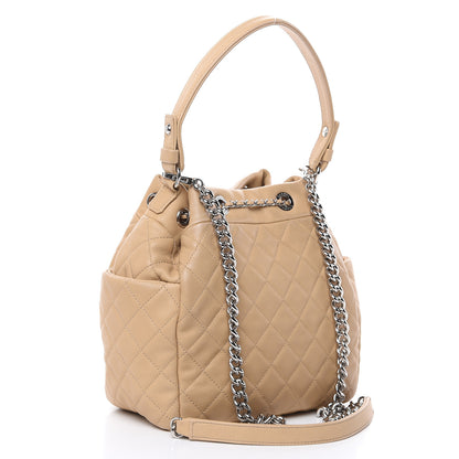 Chanel Lambskin Quilted Small CC Chain Bucket Bag Beige 3 of 18