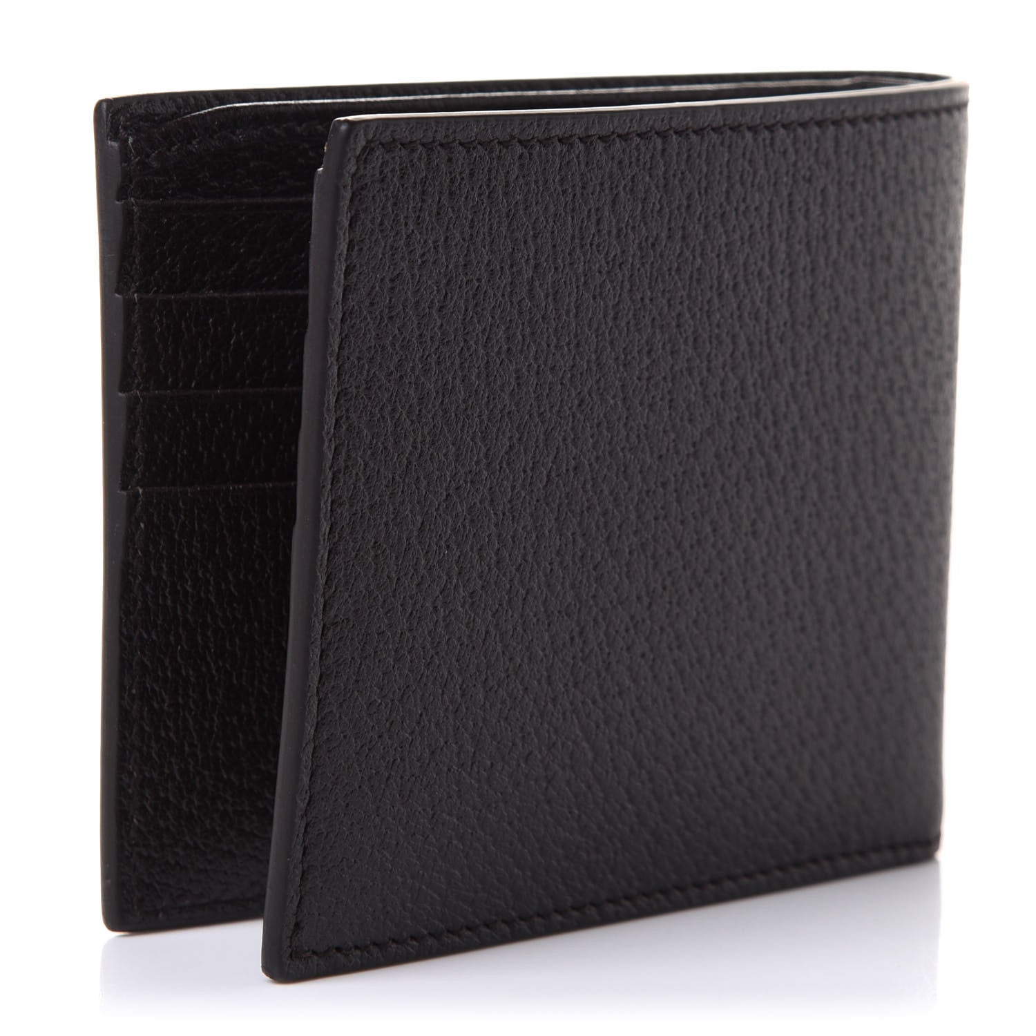 Gucci Calfskin Boar Effect GG Marmont Bi-Fold Wallet Black 3 of 9