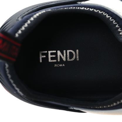 Fendi Vitello Nylon Mens Low Top Sneakers 8 Black Red Multicolor 8 of 10
