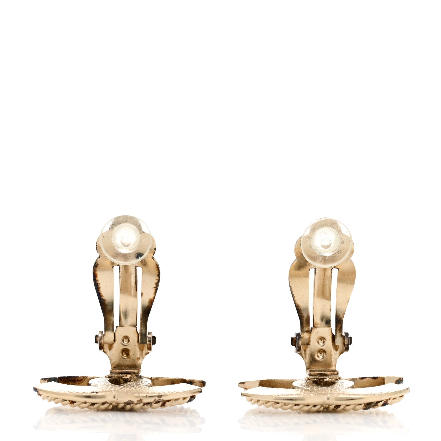 Chanel Textured CC Clip On Earrings Gold 3 of 7