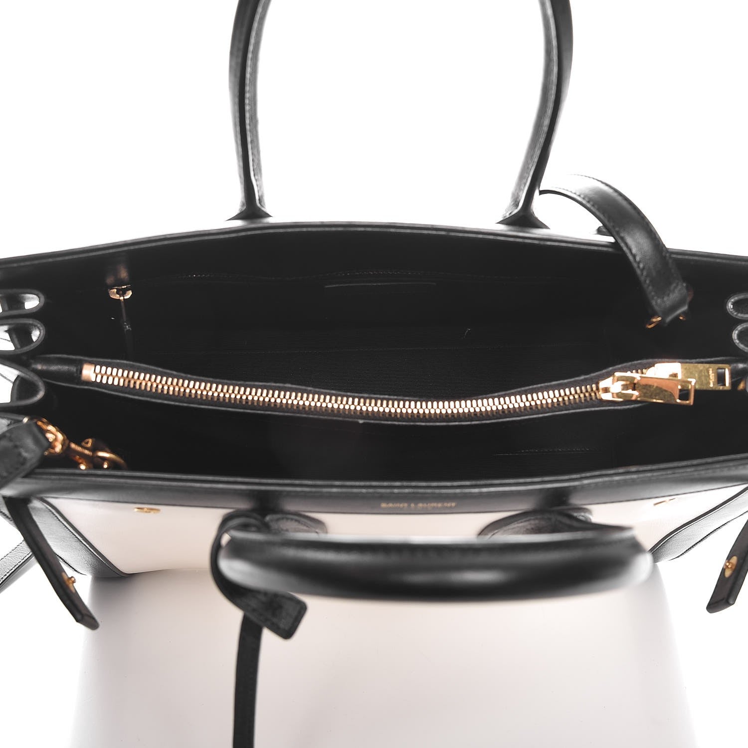 Saint Laurent Calfskin Bicolor Small Sac De Jour White Black 5 of 10