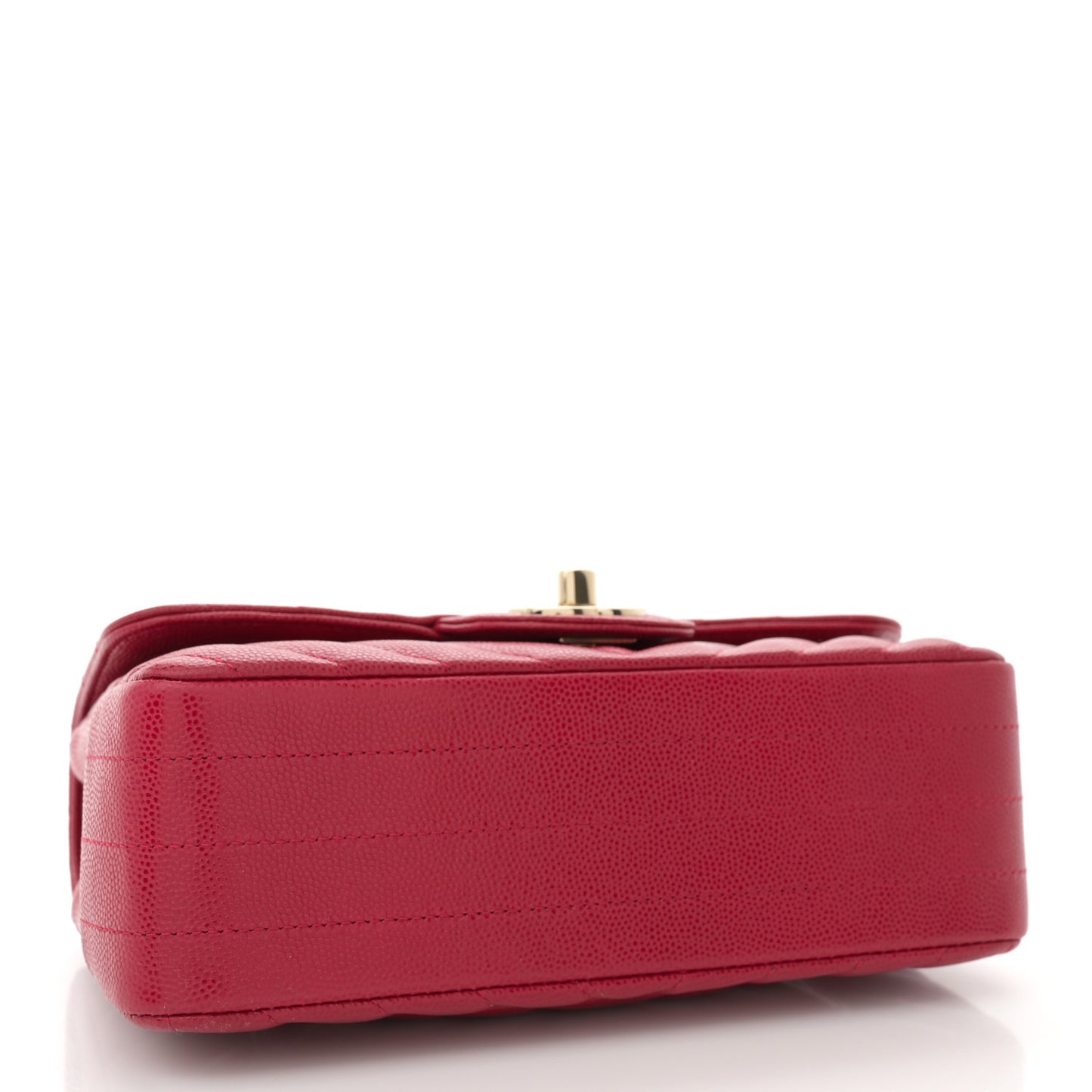 Caviar Chevron Quilted Mini Rectangular Flap Dark Red