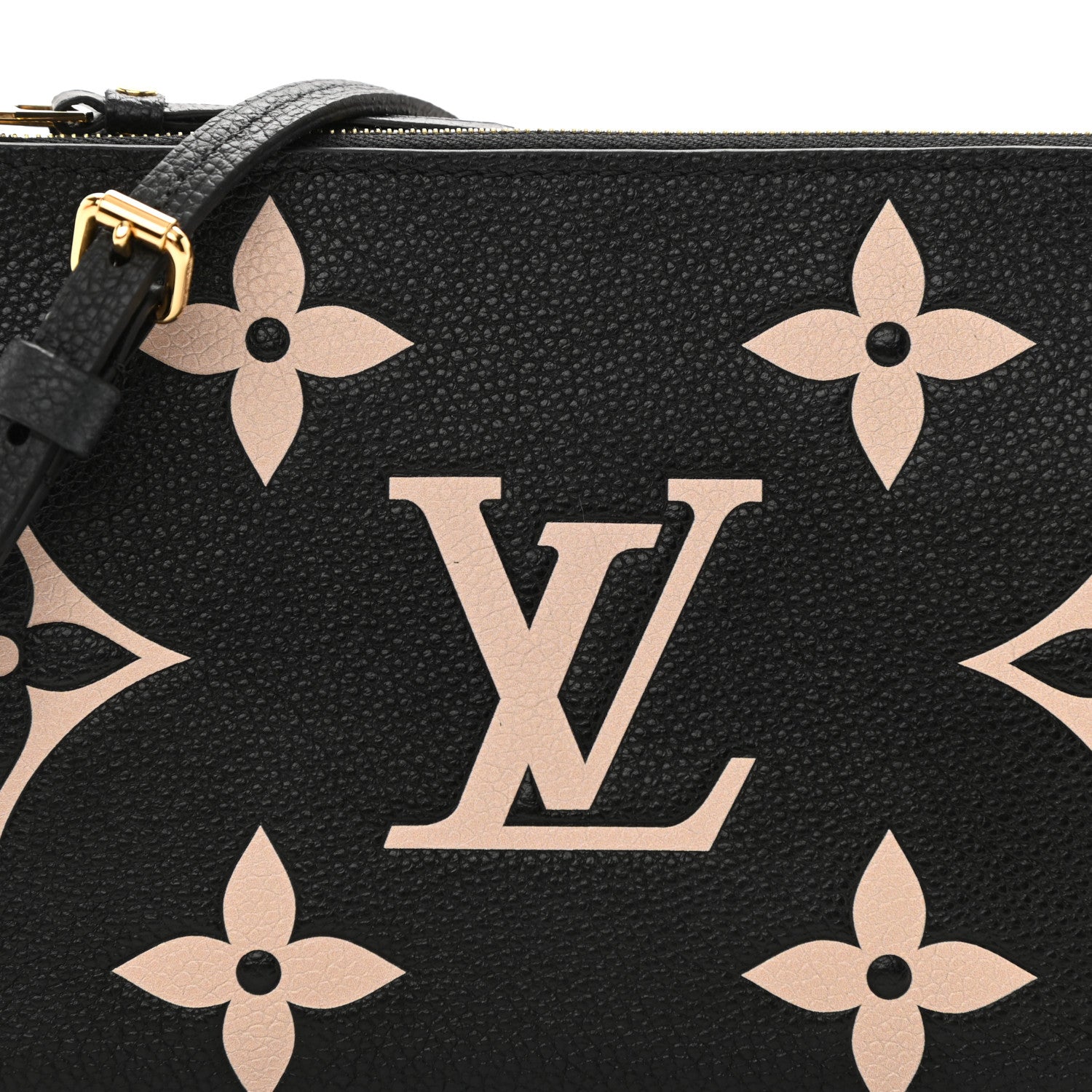 Louis Vuitton Empreinte Monogram Giant Double Zip Pochette Black Cream 8 of 9