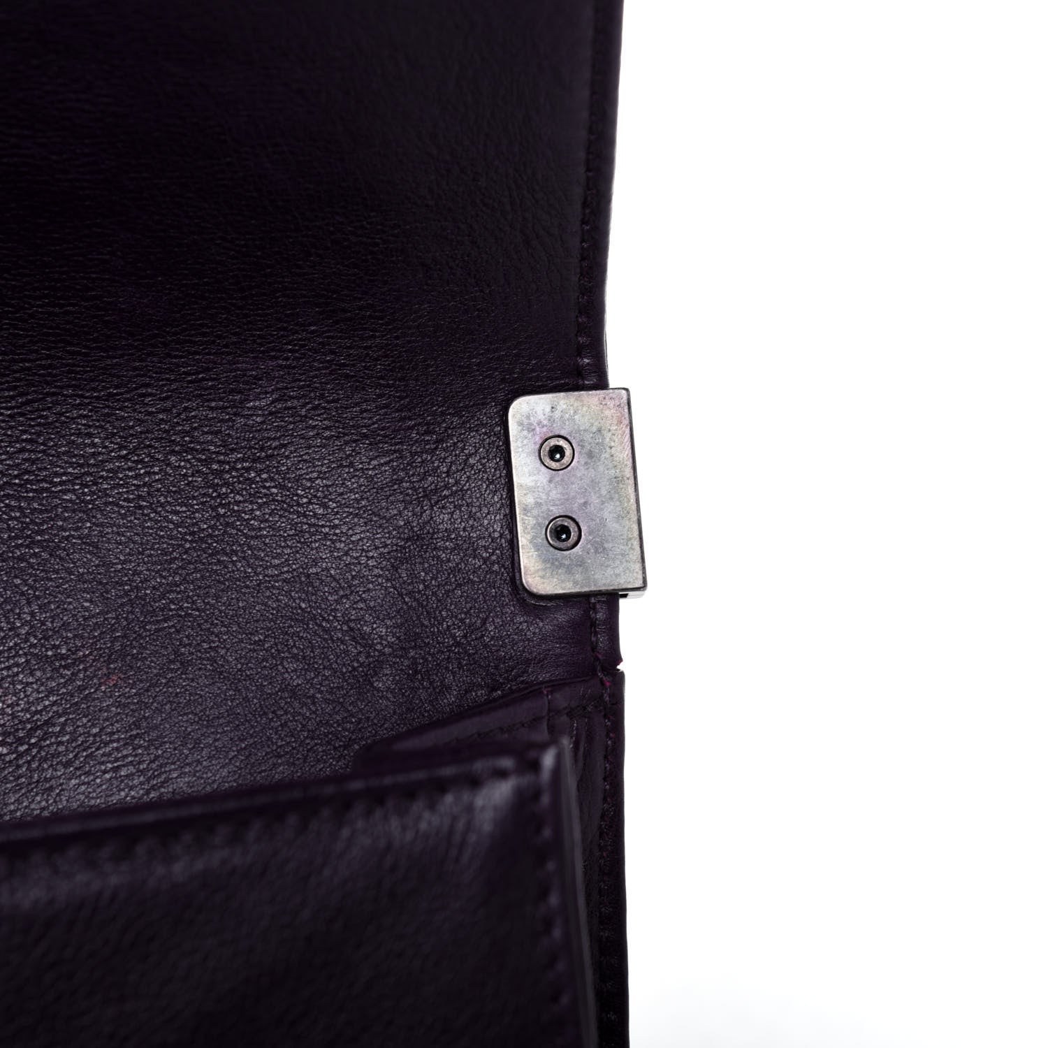 Chanel Calfskin Crystal Embossed Small Boy Flap Plum 9 of 20