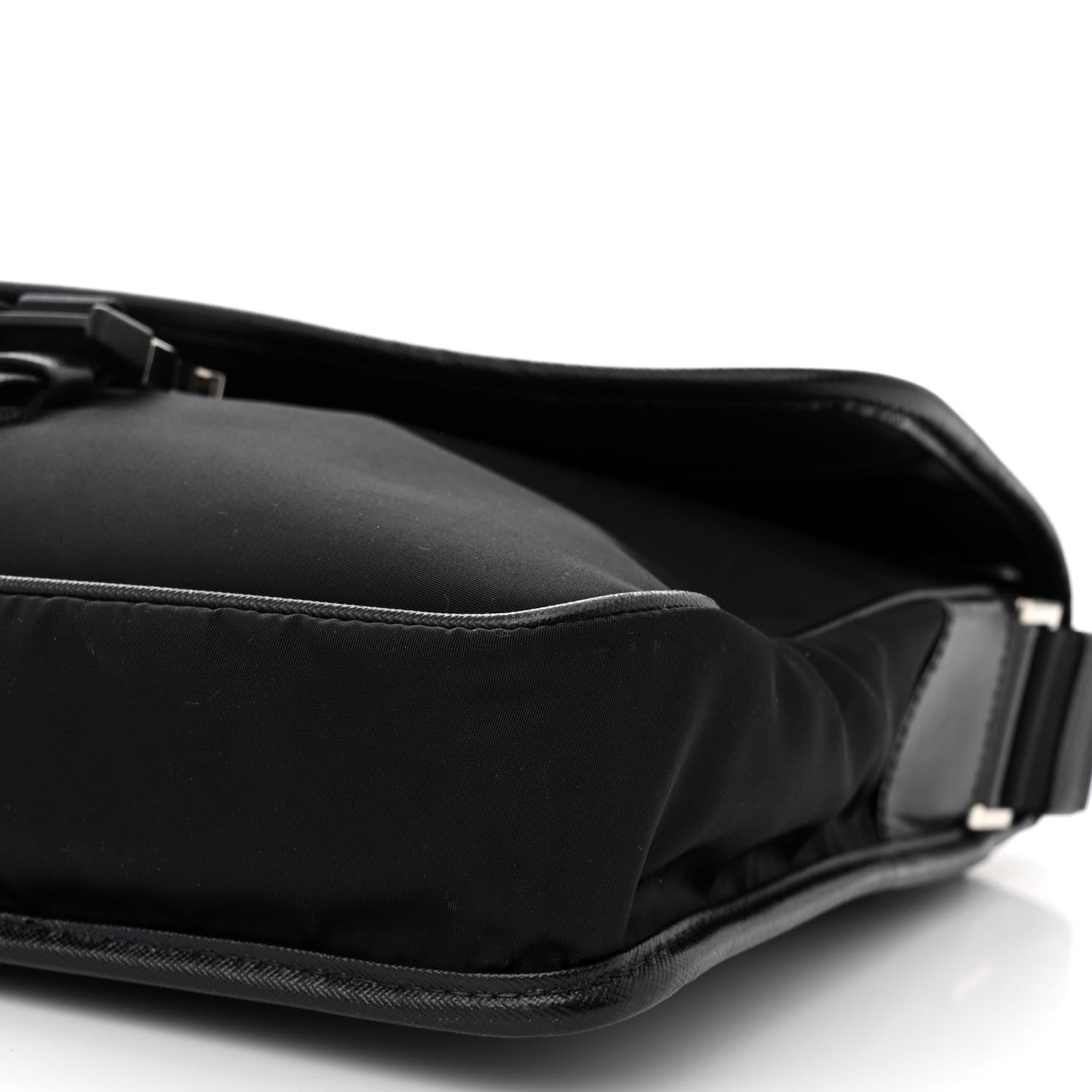 Prada Tessuto Nylon Saffiano Logo Messenger Bag Black 10 of 11