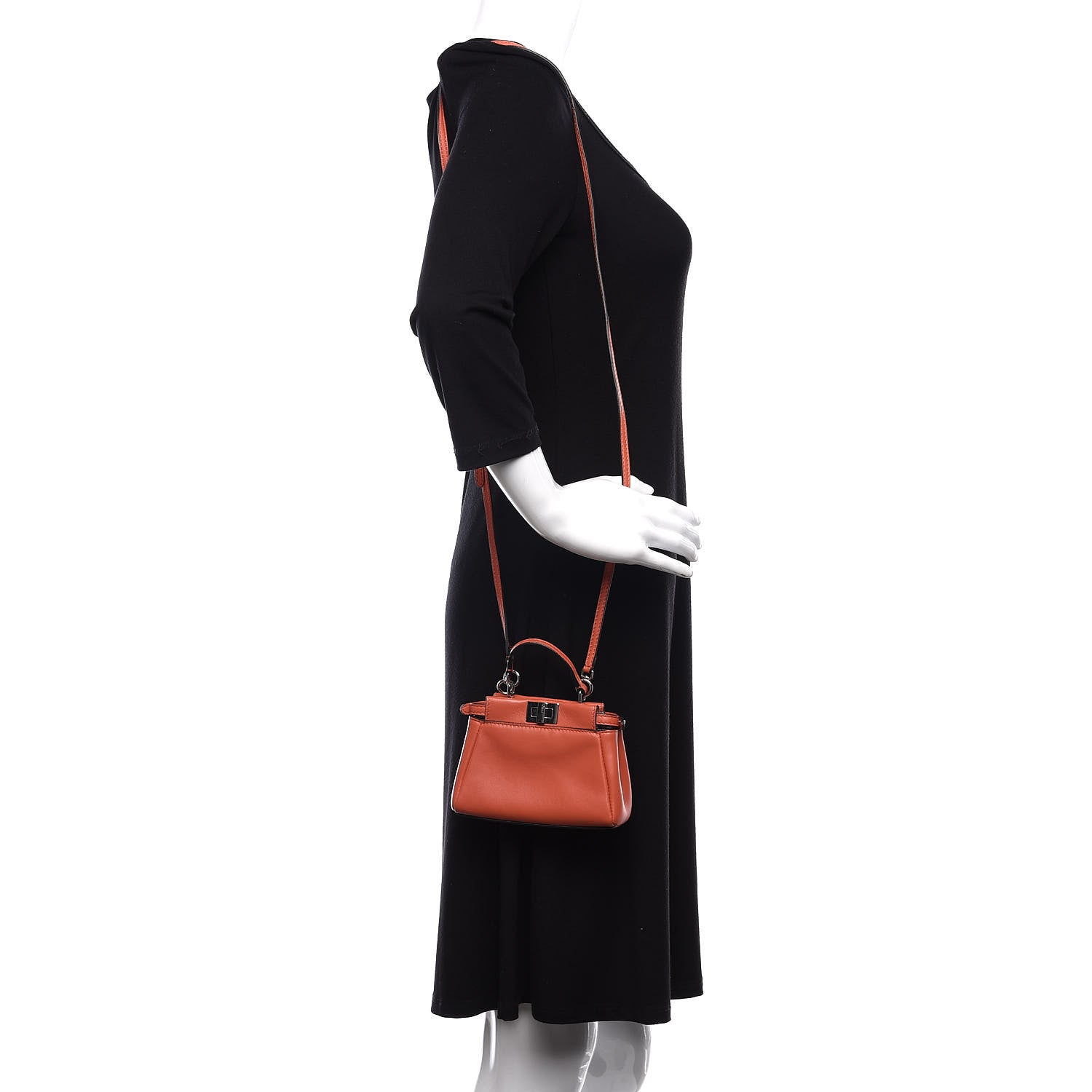 Fendi Shiny Nappa Micro Peekaboo Iconic Satchel Rosso Pimento 2 of 11