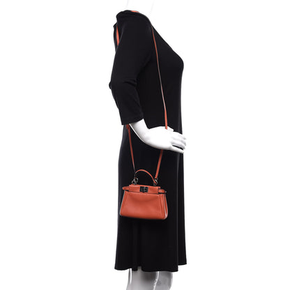 Fendi Shiny Nappa Micro Peekaboo Iconic Satchel Rosso Pimento 2 of 11