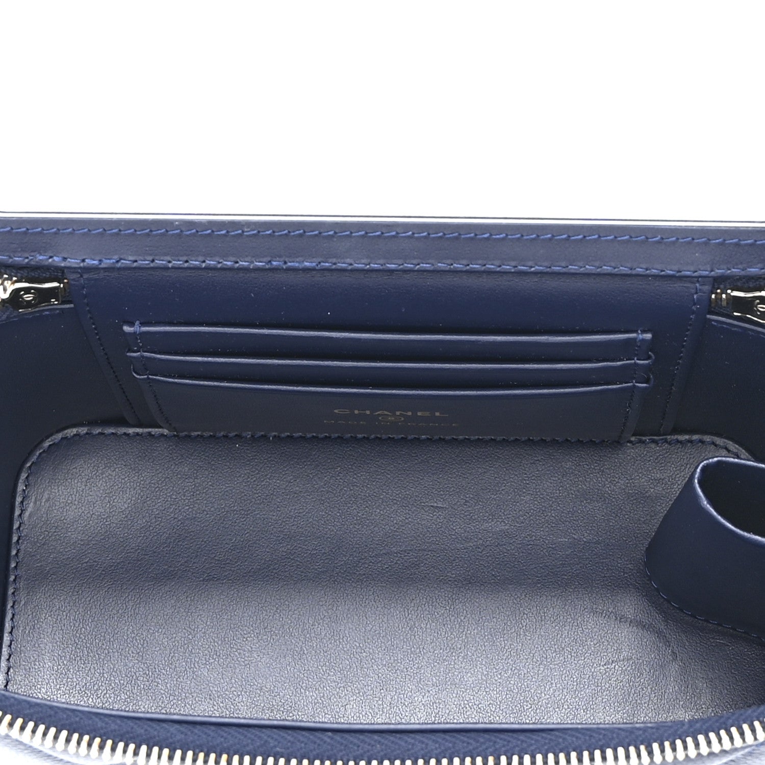 Chanel Caviar Quilted Small Vanity Case With Chain Navy Blue 5 of 10