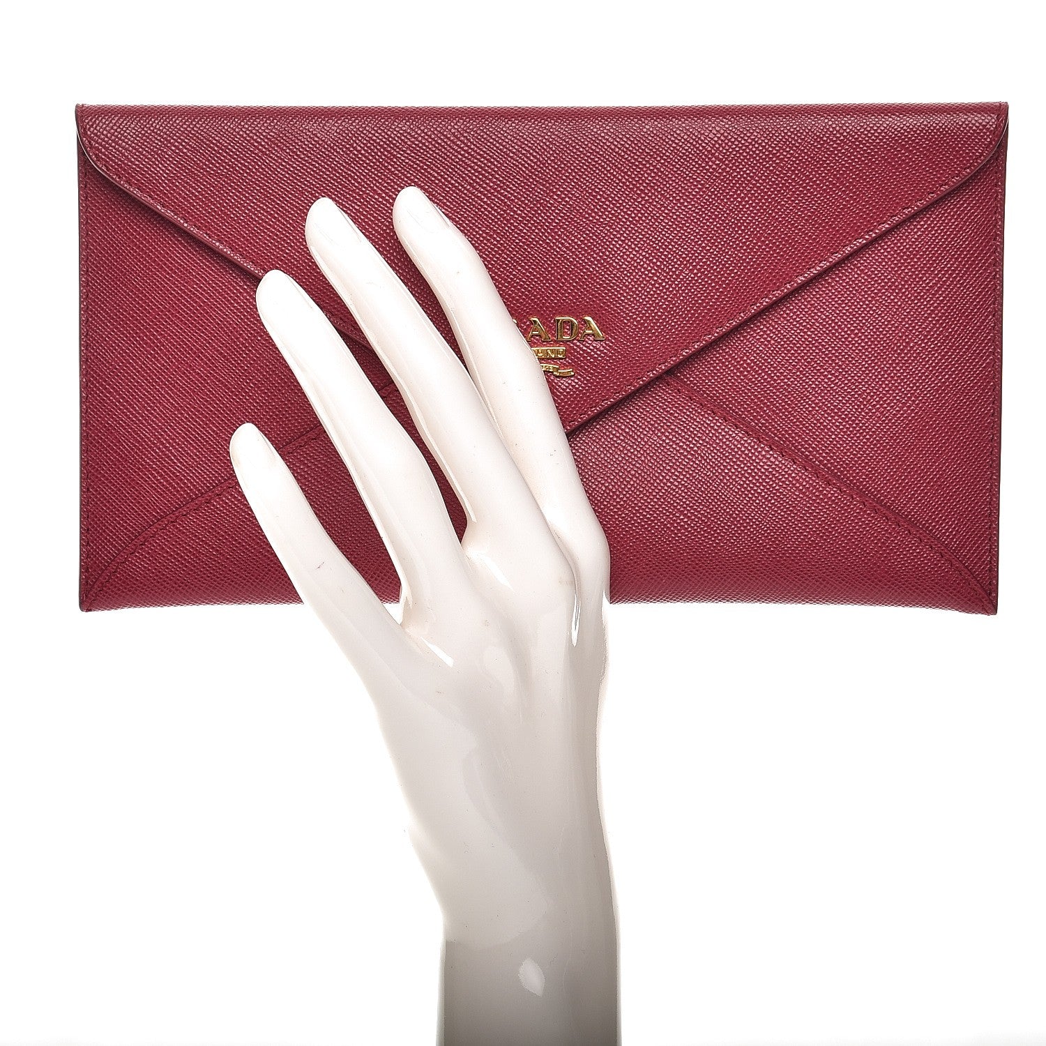 Prada Saffiano Metal Envelope Wallet Ibisco 2 of 7
