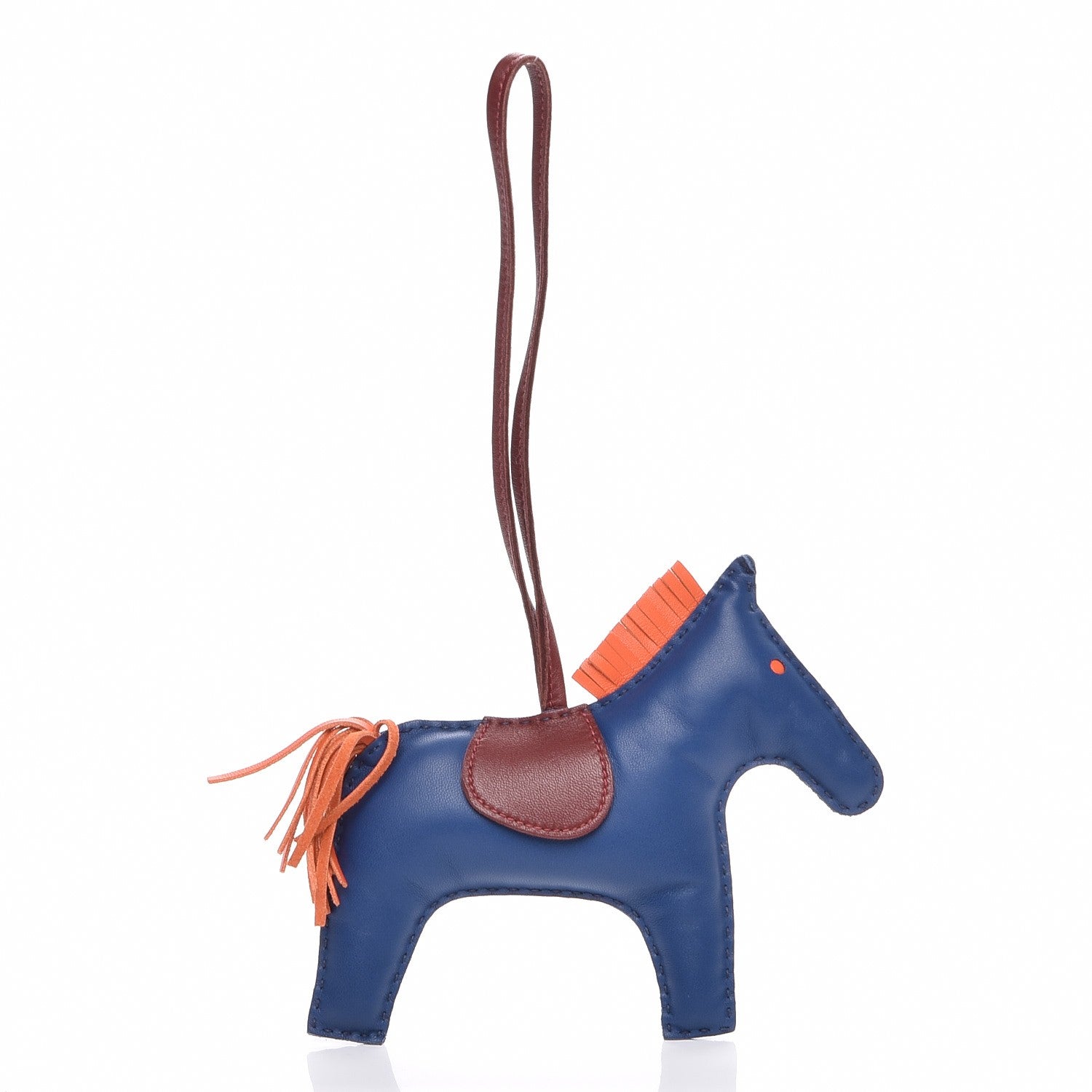 Hermes Milo Lambskin Grigri Rodeo Horse Bag Charm GM Bleu de Malte Rouge H Poppy 1 of 5