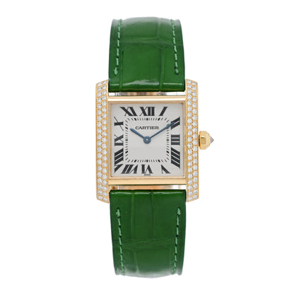 Cartier 18K Yellow Gold Alligator Diamond Bezel 25mm Tank Francaise Quartz Watch 1 of 4