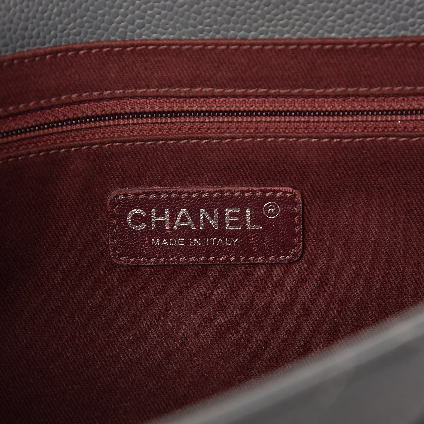 Caviar Quilted Large Retro Class Flap Grey