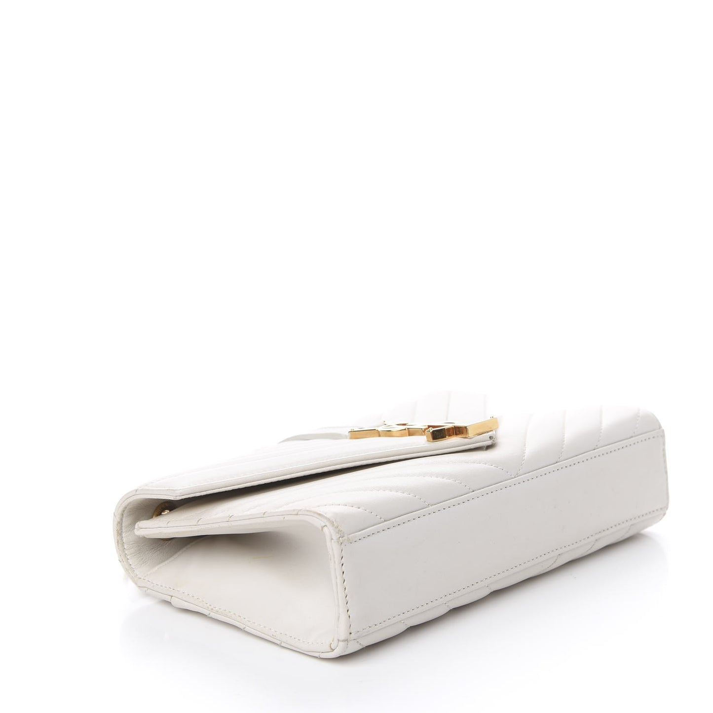 Lambskin Matelasse Chevron Small Monogram Satchel Off White