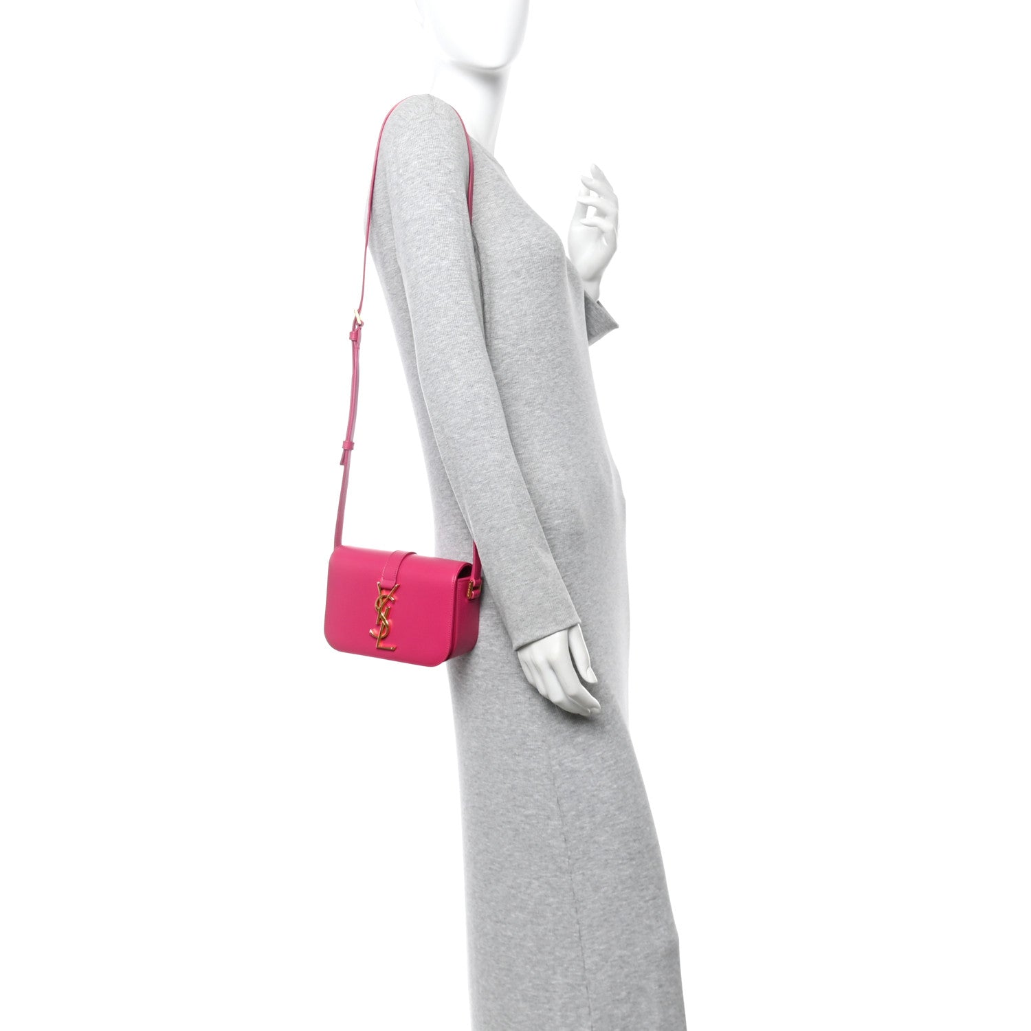Saint Laurent Smooth Calfskin Small Classic Monogram Universite Bag Fuchsia 2 of 11