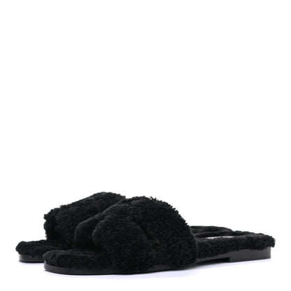 Hermes Woolskin Oran Sandals 37 Black 2 of 10