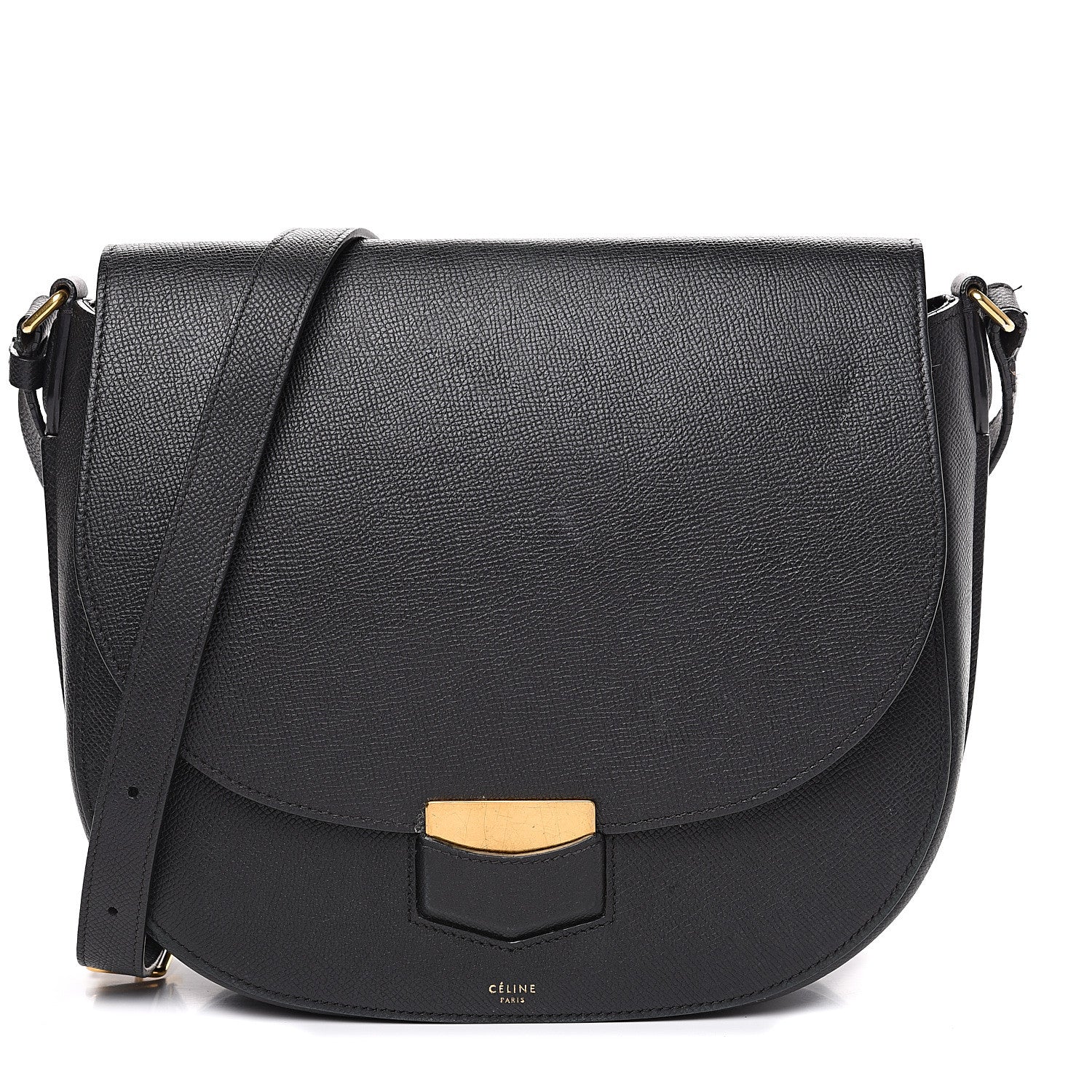 Celine Grained Calfskin Medium Trotteur Black 1 of 17