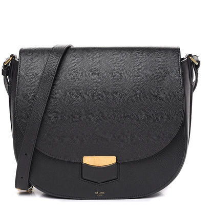 Celine Grained Calfskin Medium Trotteur Black 1 of 17